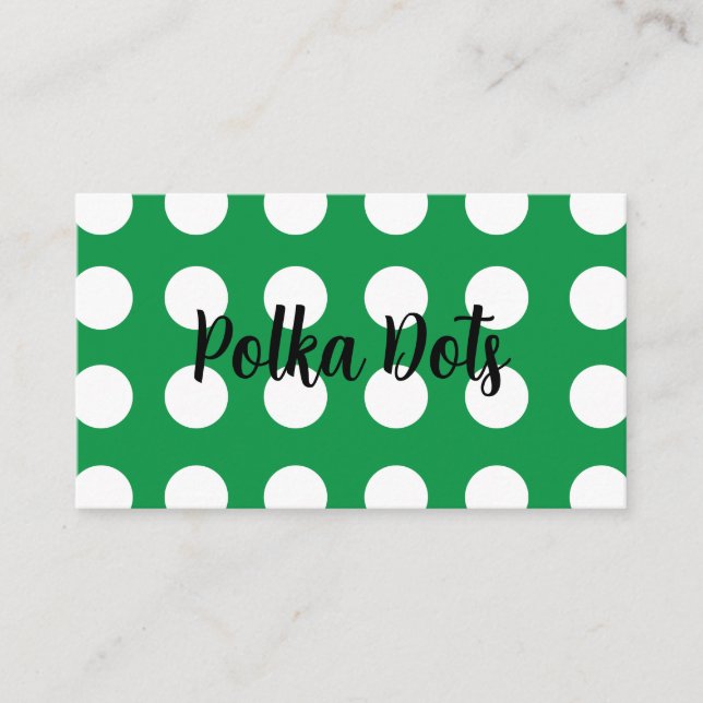 Tarjeta De Visita Retro de cosecha de polka blanca verde (Anverso)