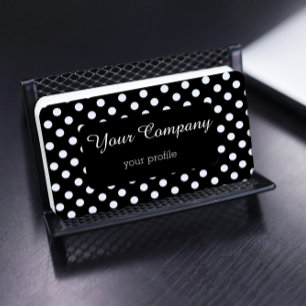 Tarjeta De Visita retro de lunares en blanco y negro
