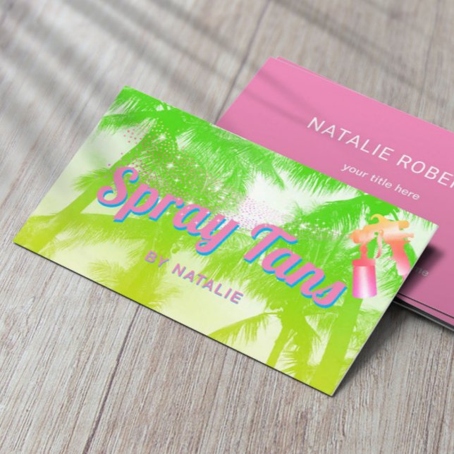 Tarjeta De Visita Retro de palma tropical con pulverización móvil de (Subido por el creador)