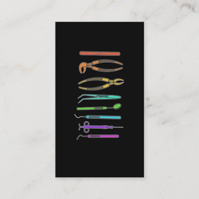 Tarjeta De Visita Retro Dentist Tools Dental Assistant Dental (Anverso)