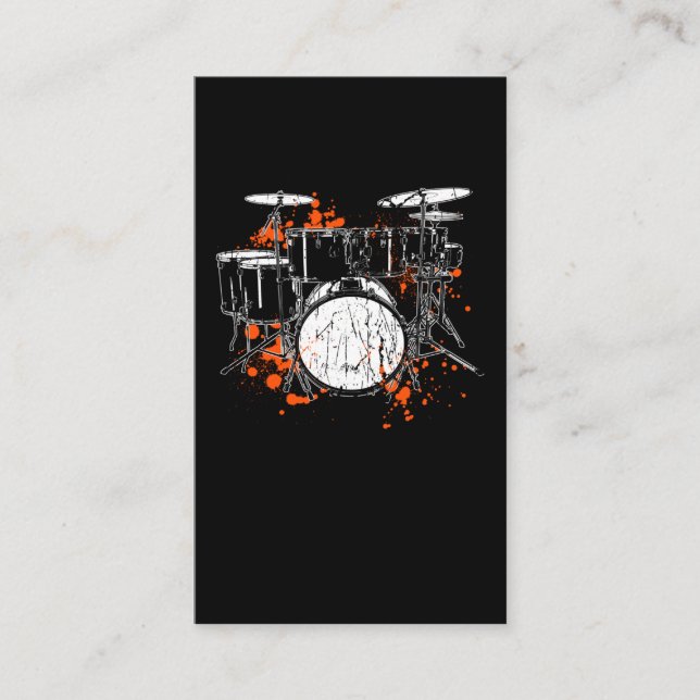 Tarjeta De Visita Retro Drum Set Music Drummer (Anverso)