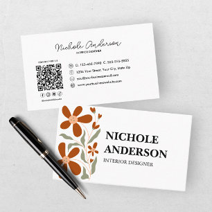 Tarjeta De Visita Retro Floral Óxido 