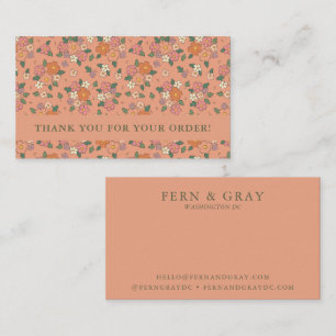 Tarjeta De Visita Retro Floral Terracota Agradecimiento a Pequeñas E