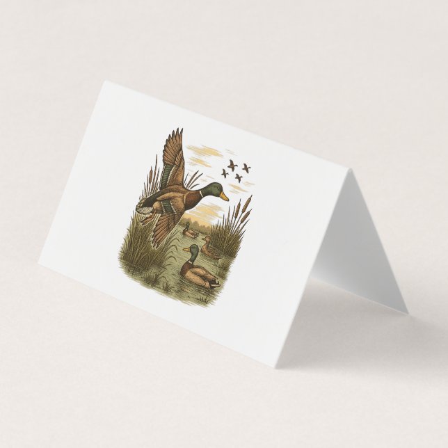 Tarjeta De Visita Retro-Flying-Mallard-Duck-Hunting (Anverso)