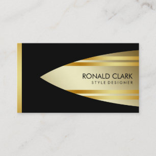Tarjeta De Visita Retro Gold Black Financial Profesional