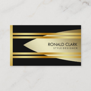 Tarjeta De Visita Retro Gold Black Financial Profesional