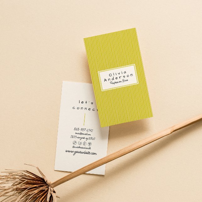 Tarjeta De Visita Retro Green Stripes Trendy Moderne Funky Fun (Subido por el creador)