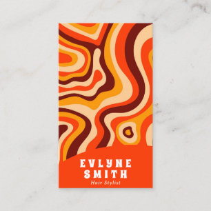 Tarjeta De Visita Retro Groovy Naranja brillante Código QR Negrita B