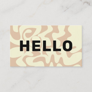 Tarjeta De Visita Retro Groovy Neutral Beige Stone Black Hello