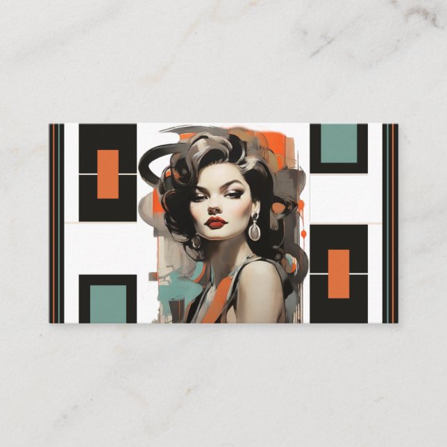 Tarjeta De Visita Retro Hairstylist Beauty Salon Cosmetics Industry (Anverso)