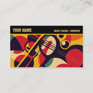 Tarjeta De Visita Retro Jazz Resumen Profesional de Música