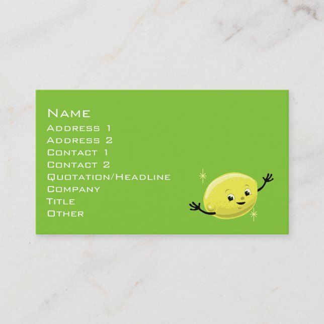 Tarjeta De Visita Retro Lemon Guy (Anverso)