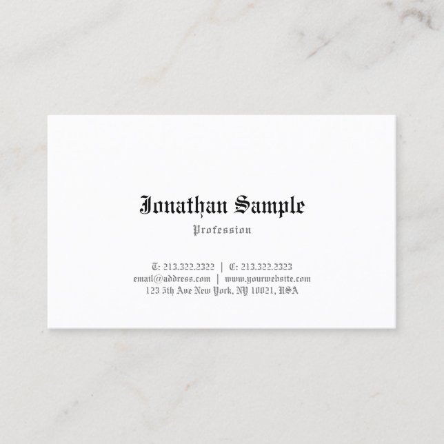 Tarjeta De Visita Retro Look Classic Old English Font Nostalgic Guay (Anverso)