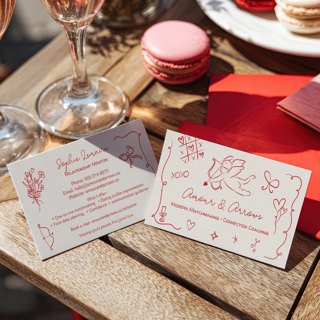 Tarjeta De Visita Retro Love Illustrations Matchmaking Dating Coach (Retro Love Illustrations Matchmaking Dating Coach Business Card)