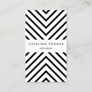 Tarjeta De Visita Retro Mod Black and White Pattern Vertical
