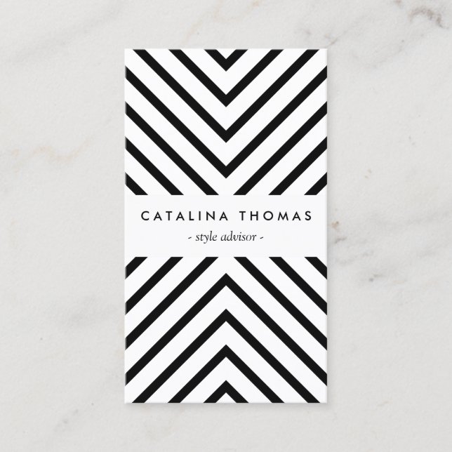 Tarjeta De Visita Retro Mod Black and White Pattern Vertical (Anverso)