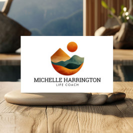 Tarjeta De Visita Retro Moderno Elevado Picos Coach Life Coach Blanc