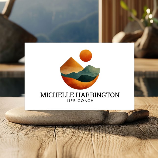 Tarjeta De Visita Retro Moderno Elevado Picos Coach Life Coach Blanc (Subido por el creador)