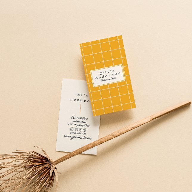 Tarjeta De Visita Retro Naranja jaque stripes trendy boho divertido (Subido por el creador)