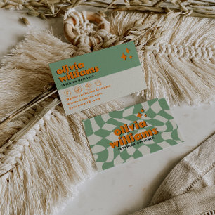 Tarjeta De Visita Retro Negrita Psicodélico Groovy Cuadros Único Div