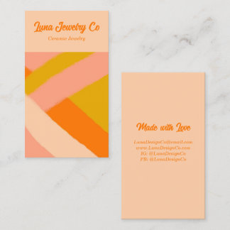 Tarjeta De Visita Retro Painted Abstract Crossed Lines Peach Blank