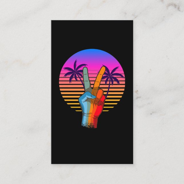 Tarjeta De Visita Retro Peace Vaporwave Hawaii 70s 80s (Anverso)