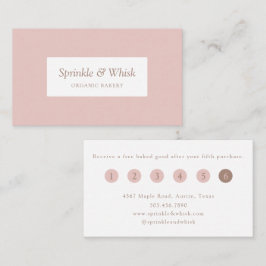 Tarjeta De Visita Retro Pink And Brown Heart Stripes Bakery Loyalty 