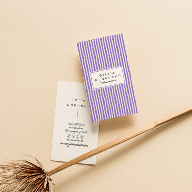 Tarjeta De Visita Retro Purple Hand Stripes Trendy Moderno (Subido por el creador)
