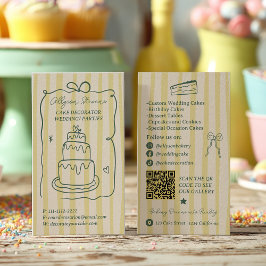 Tarjeta De Visita Retro Quirky Citrus Green Cake Decorator Qr code