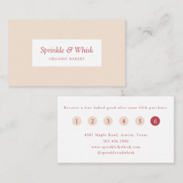 Tarjeta De Visita Retro Red And Cream Heart Stripes Bakery Loyalty 