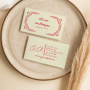 Tarjeta De Visita Retro Red manuscrito dibujado a la moda Girly únic