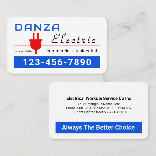 Tarjeta De Visita Retro Red Power Plug Electric (Anverso / Reverso)