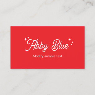 Tarjeta de visita Retro Red Script Font Stars