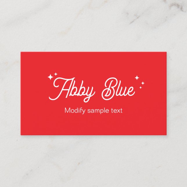 Tarjeta de visita Retro Red Script Font Stars (Anverso)