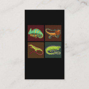 Tarjeta De Visita Retro Reptiles Lizard Chameleon Iguana
