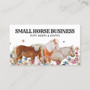 Tarjeta De Visita Retro Ride Club Pony Floral Caballos Pequeños