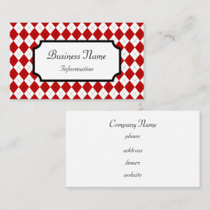 Tarjeta de visita Retro Rojo Argyle