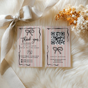 Tarjeta De Visita Retro Rosa beige Logo QR Gracias Orden