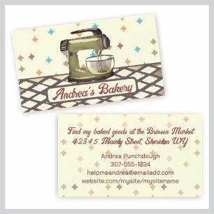 Tarjeta De Visita retro stand mixer baking bakery pastry chef