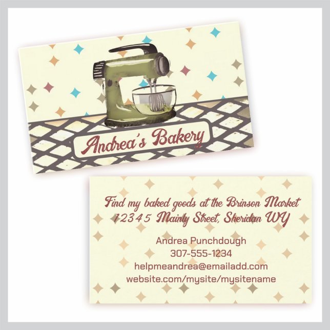 Tarjeta De Visita retro stand mixer baking bakery pastry chef (Subido por el creador)
