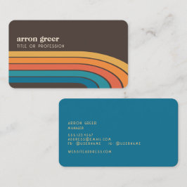 Tarjeta De Visita Retro Stripes 70 Naranja Brown Verde azulado de lo