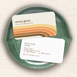 Tarjeta De Visita Retro Stripes 70's 80s Naranja Gold Tan
