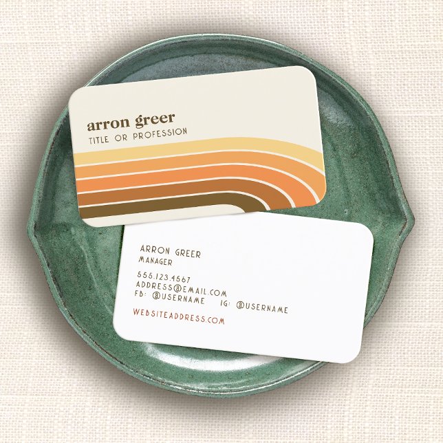 Tarjeta De Visita Retro Stripes 70's 80s Naranja Gold Tan (Subido por el creador)