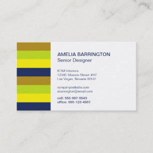 Tarjeta De Visita Retro stripes navales amarillo creativo profesiona