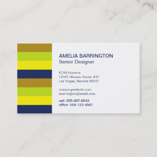 Tarjeta De Visita Retro stripes navales amarillo creativo profesiona