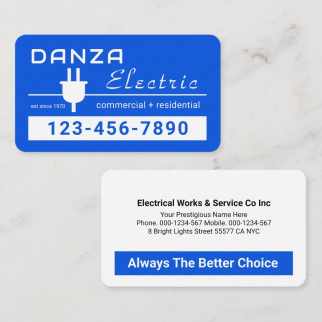 Tarjeta De Visita Retro Stunning Blue Plug Line (Anverso / Reverso)