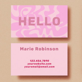 Tarjeta De Visita Retro Swirl Rubor Pale Pink Hello