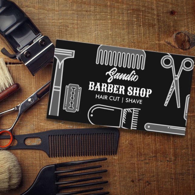 Tarjeta De Visita retro tijeras comb salon peluquería barber shop (Subido por el creador)