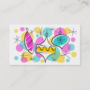 Tarjeta de visita Retro Tree Baubles