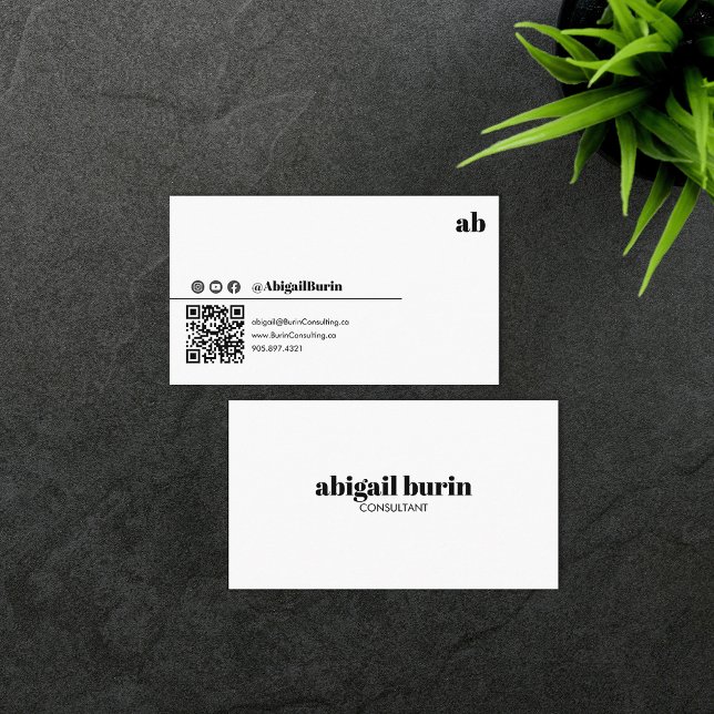 Tarjeta De Visita Retro trendy QR Code Social Media (Subido por el creador)